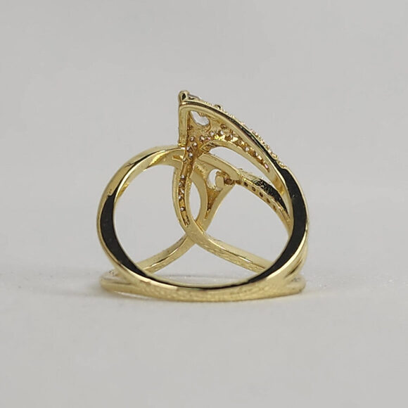 925 Gold Tone Statement Ring Size 8.5 - Picture 4 of 7